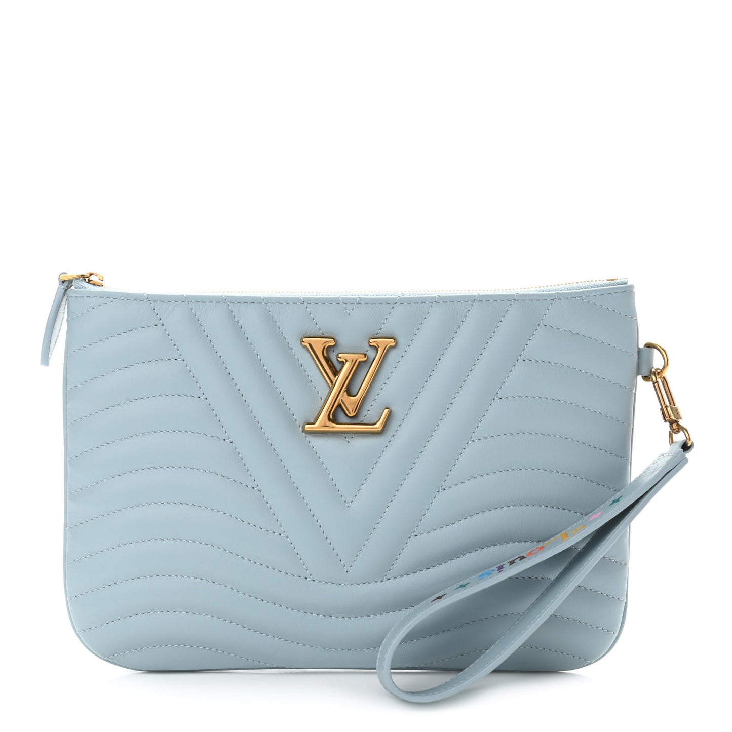 Calfskin New Wave Zipped Pochette Porcelain Blue