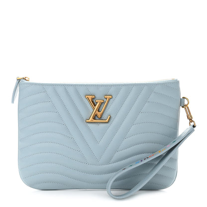 Louis Vuitton Calfskin New Wave Zipped Pochette Porcelain Blue 1 of 8