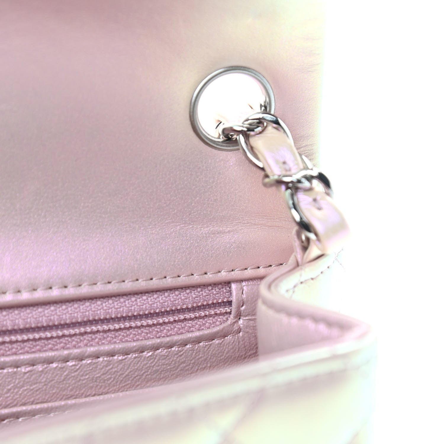 Chanel Iridescent Lambskin Quilted Mini Square Flap Pink 10 of 12