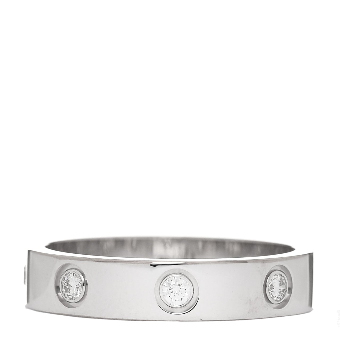 18K White Gold 8 Diamond 4mm Wedding Band LOVE Ring 52 6