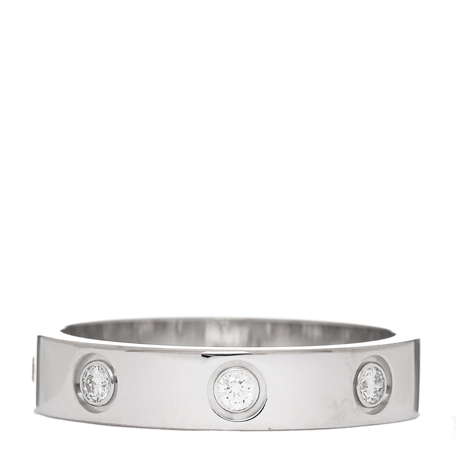 Cartier 18K White Gold 8 Diamond 4mm Wedding Band LOVE Ring 52 6 3 of 4