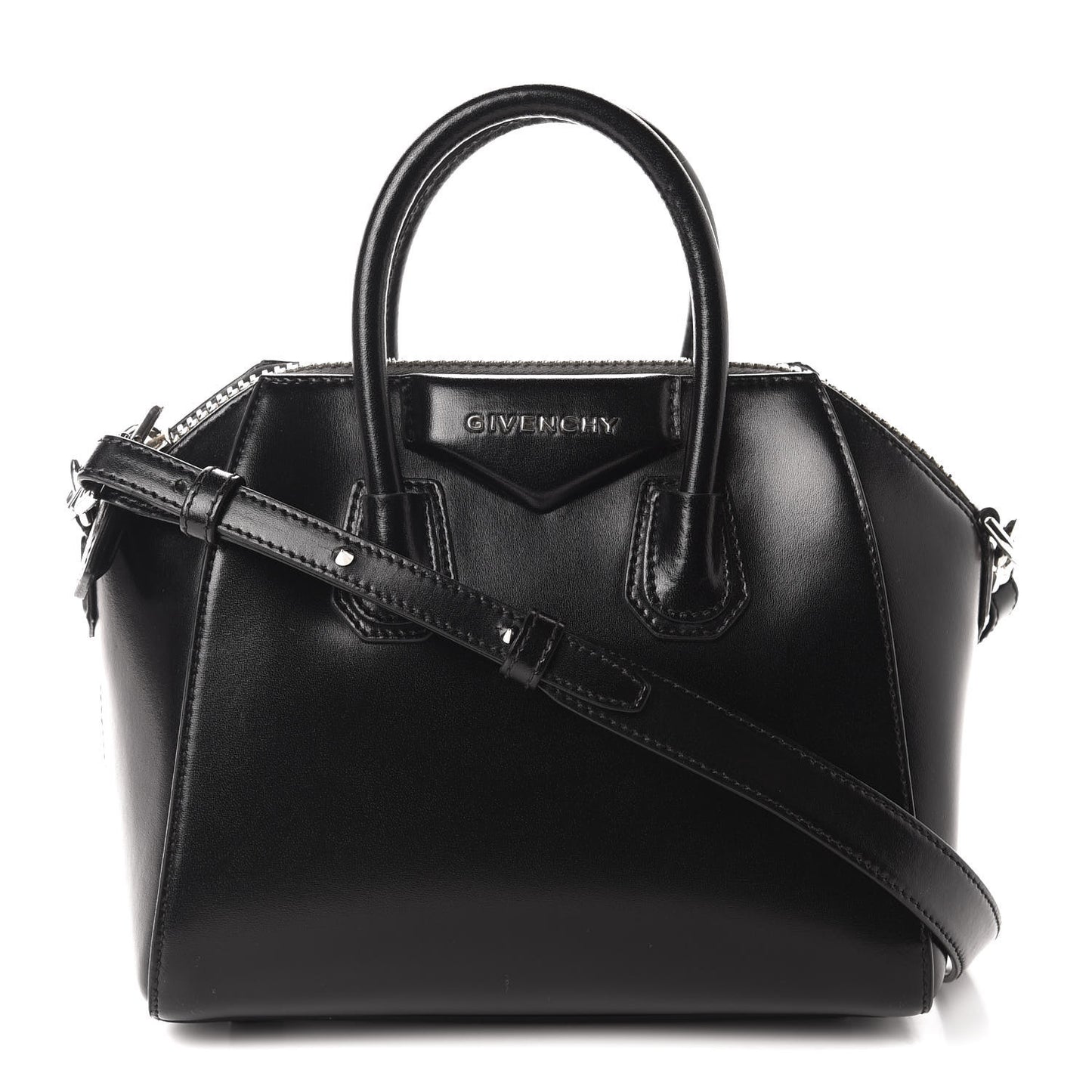 Shiny Lord Calfskin Mini Antigona Black