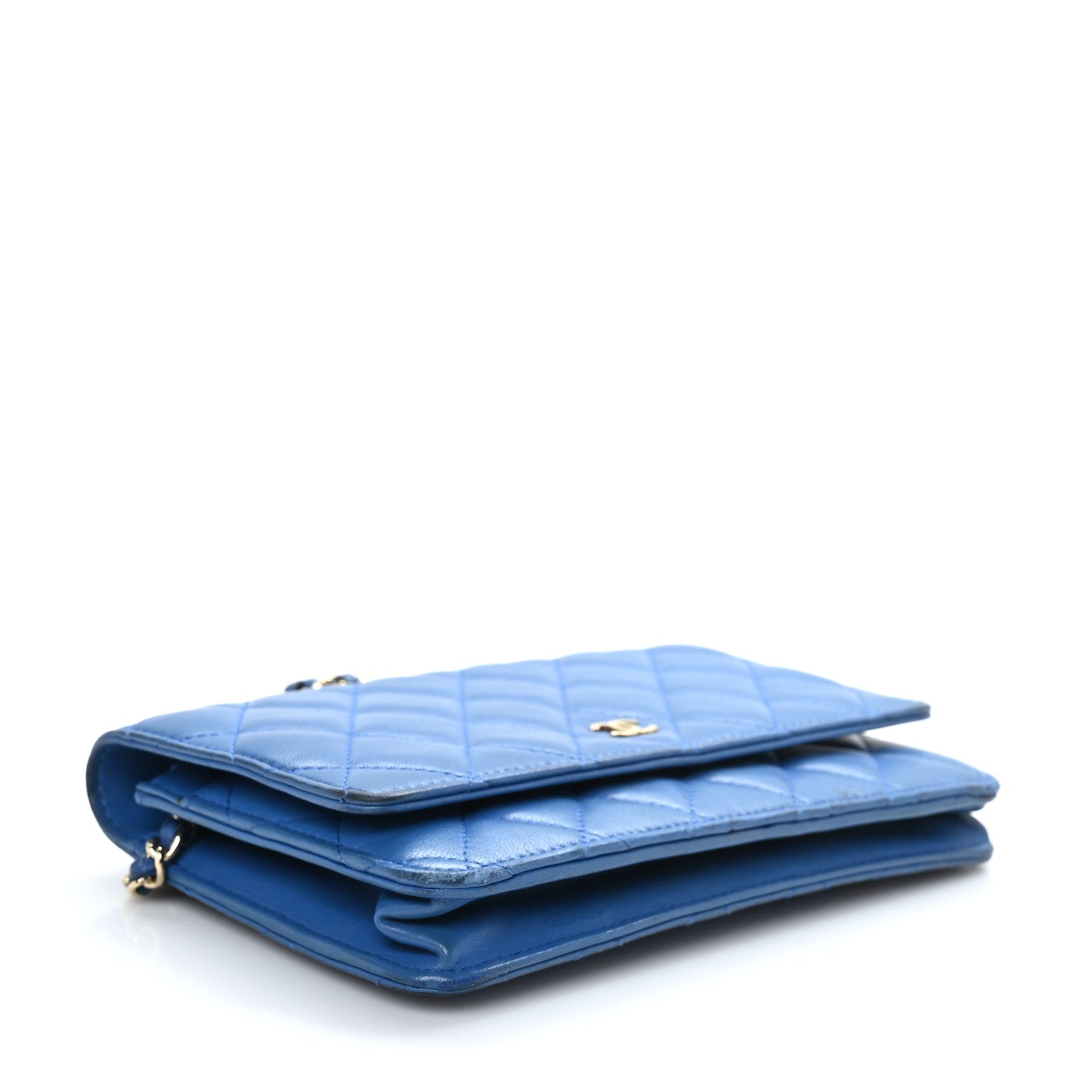 Chanel Lambskin Quilted Wallet On Chain WOC Blue 3 of 11