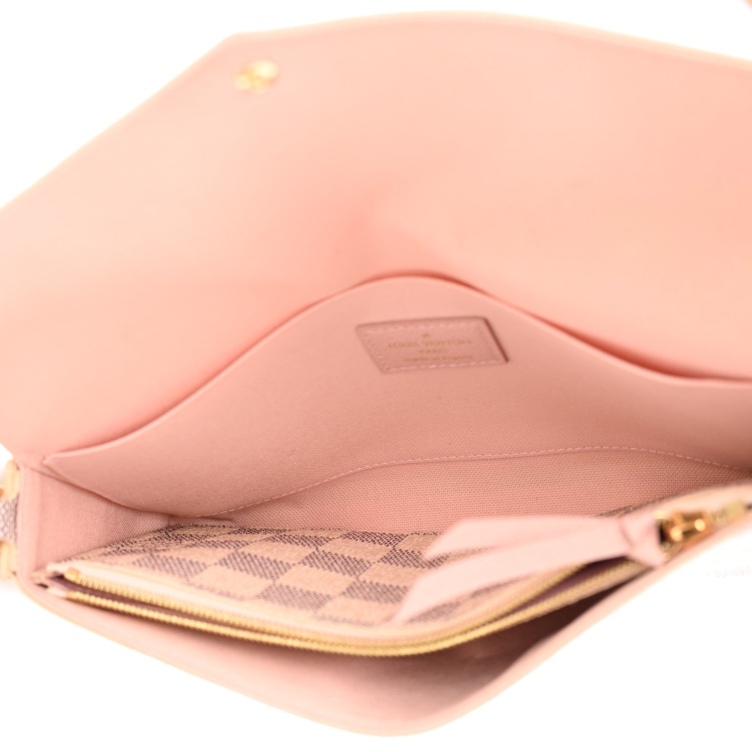 Louis Vuitton Damier Azur Pochette Felicie Chain Wallet Rose Ballerine 5 of 11
