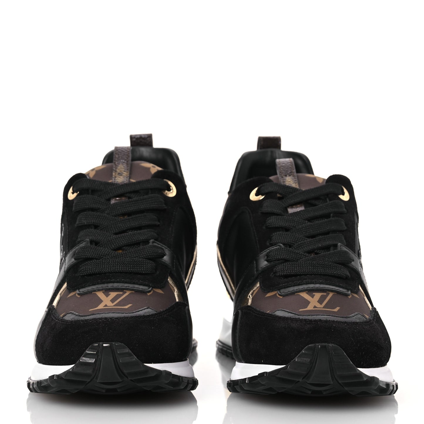 Suede Calfskin Recycled Monogram Nylon Run Away Sneakers 38 Black