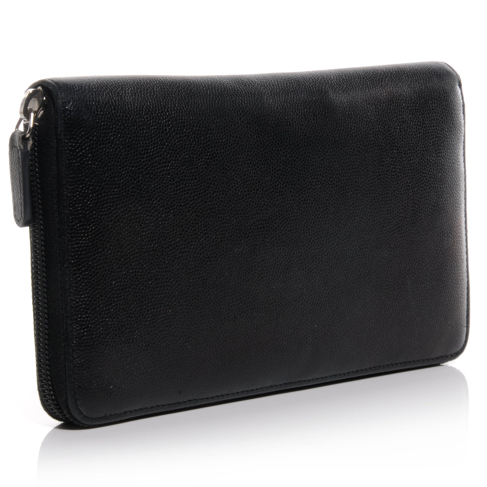 Chanel Caviar Sevruga Large Zip Around Wallet Black 3 of 9