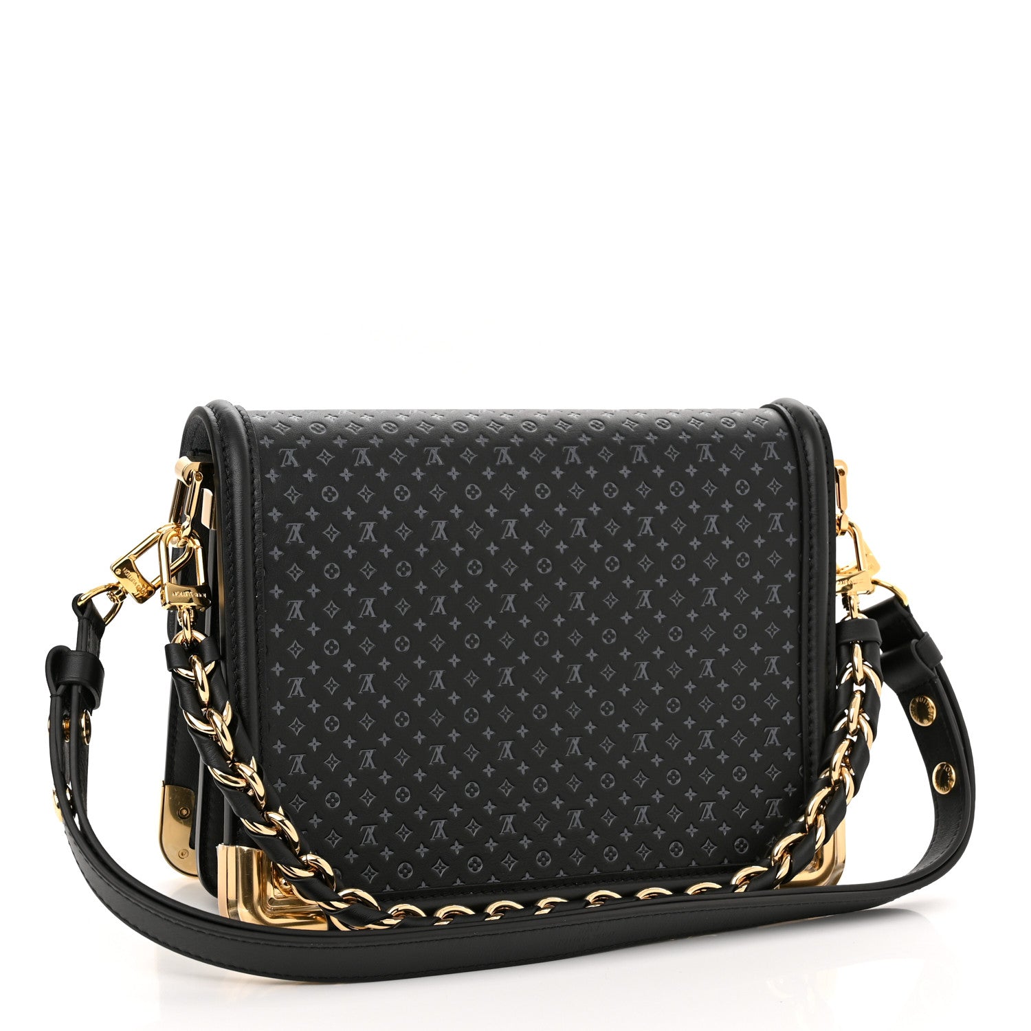 Louis Vuitton Calfskin Nanogram Embossed Dauphine MM Black 3 of 10