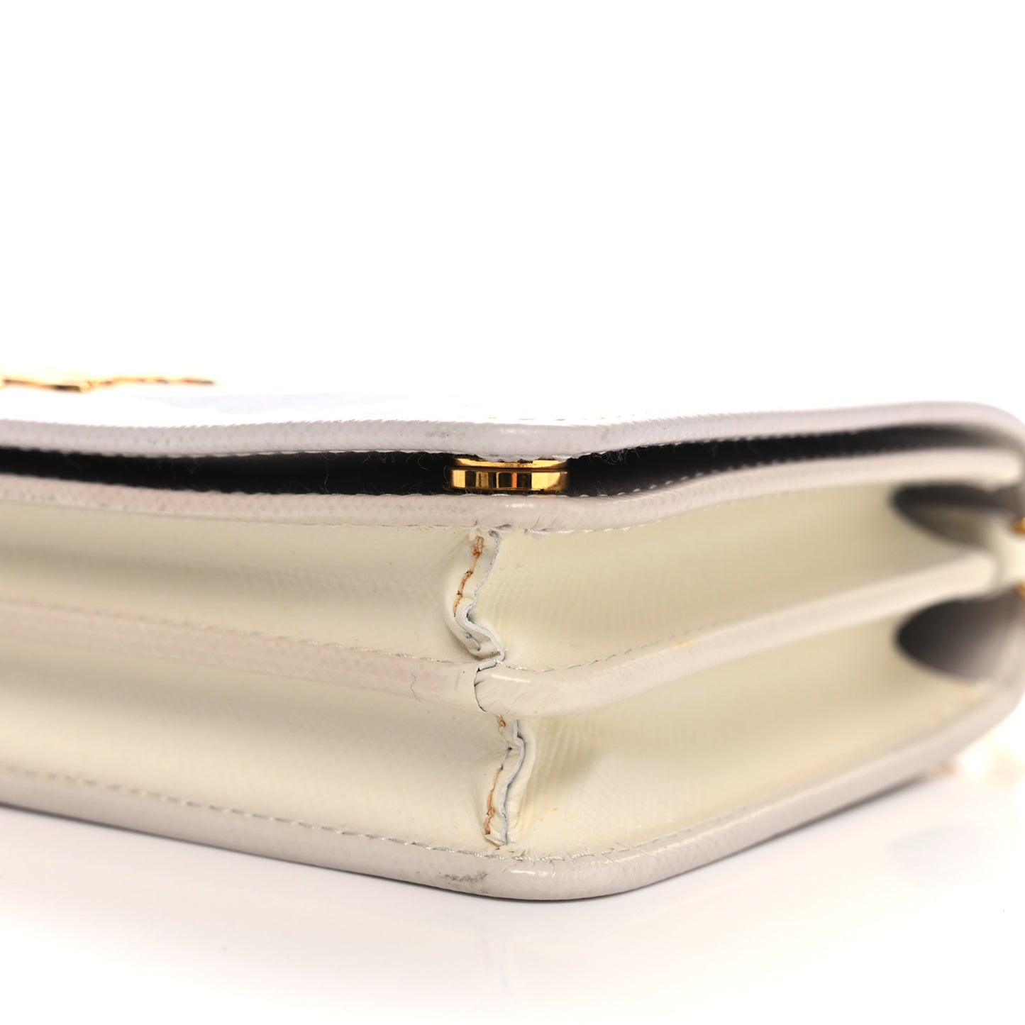 Saffiano Lux Chain Wallet White Multicolor