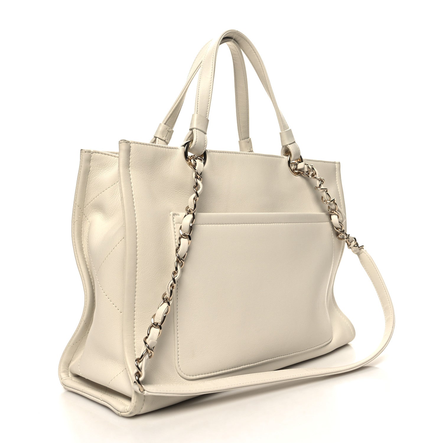 Chanel Calfskin CC Zipped Shopping Tote White 3 of 14