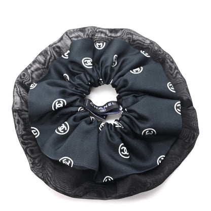 Chanel Silk CC Scrunchie Black White 1 of 3