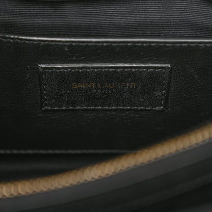 Saint Laurent Sheepskin Matelasse Chevron Monogram Medium College Bag Black 6 of 19