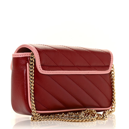 Gucci Azalea Calfskin Enamel Matelasse Diagonal Super Mini Torchon GG Marmont Shoulder Bag New Cherry Red Wild Rose 3 of 10