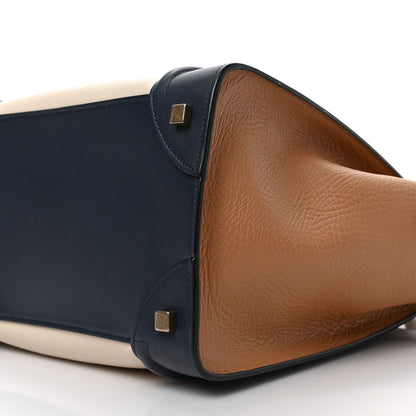Celine Elephant Calfskin Mini Tri-Color Luggage Brown 9 of 10