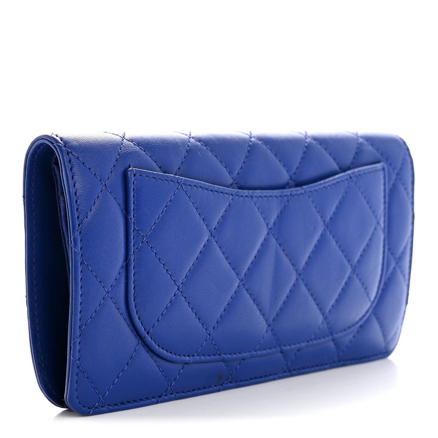 Lambskin Quilted Yen Wallet Blue