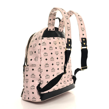 MCM Visetos Studded Dual Stark Backpack Chalk Pink Black 3 of 12