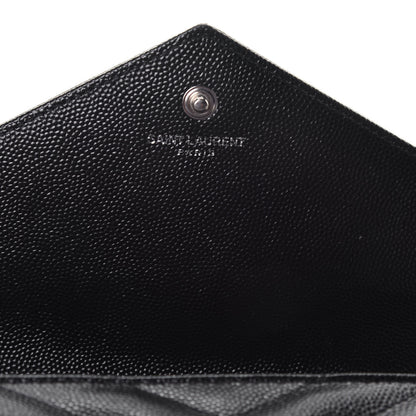Saint Laurent Grain De Poudre Matelasse Chevron Monogram Chain Wallet Black 6 of 8