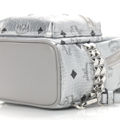 MCM Metallic Visetos Studded X-Mini Bebe Boo Backpack Silver 8 of 11