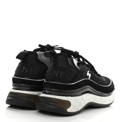 Chanel Fabric Suede CC Sneakers 38 Black Dark Grey 4 of 8
