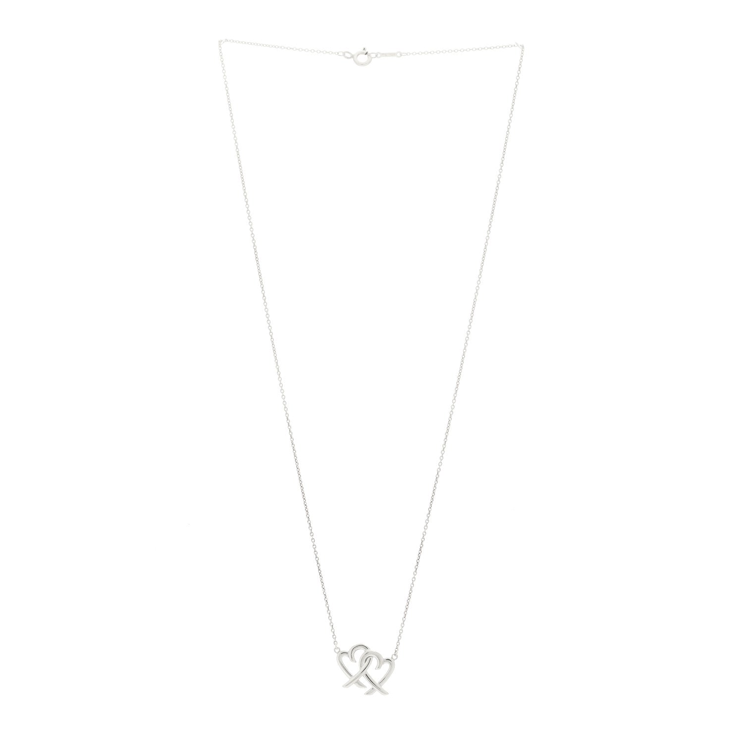 Tiffany Sterling Silver Paloma Picasso Double Loving Heart Pendant Necklace 3 of 5