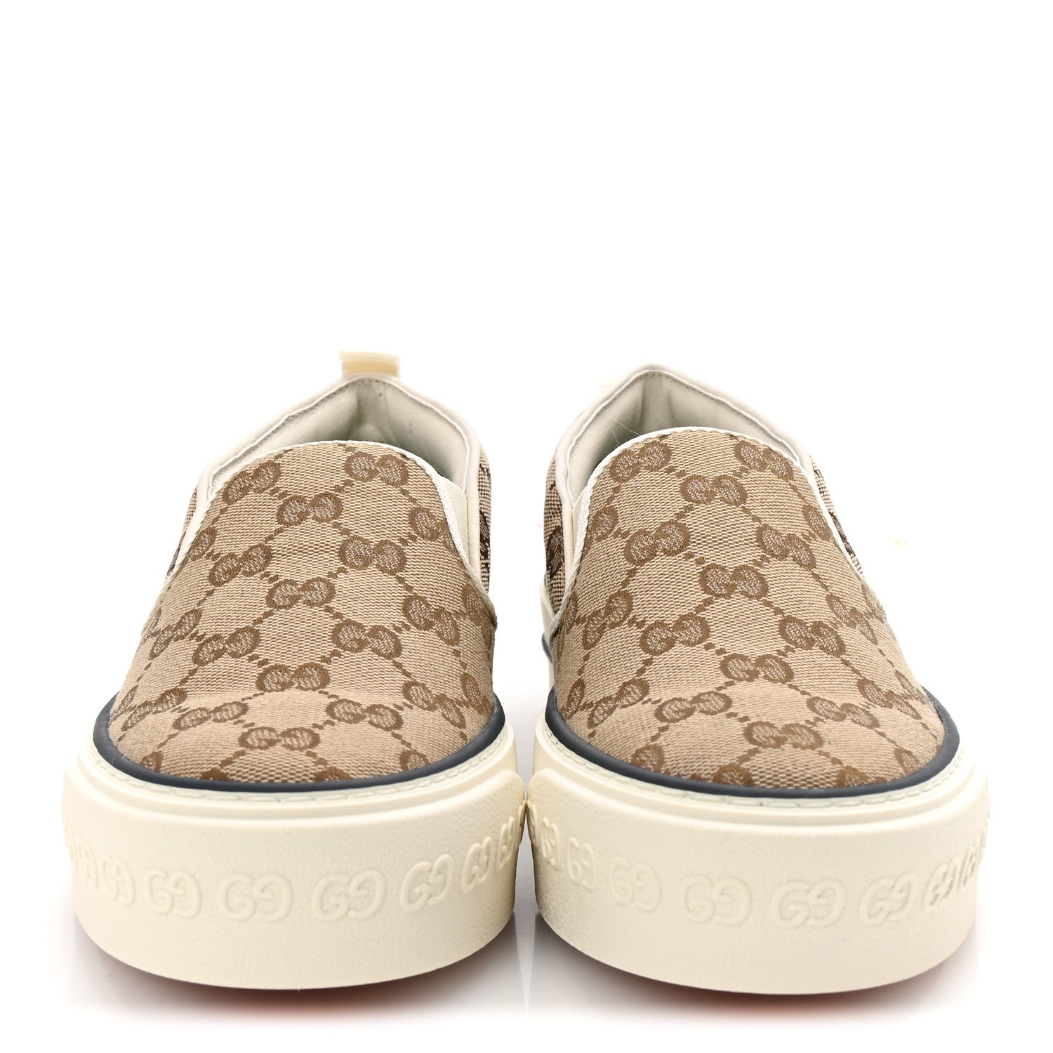 Gucci GG Monogram Womens 1977 Tennis Slip On 30mm Sneakers 37.5 Beige Ebony Mystic White 3 of 9
