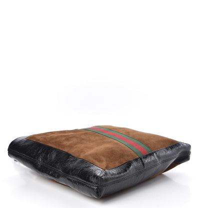 Gucci Suede Patent Web Large Ophidia Vertical Shopping Tote Nocciola Black 3 of 9