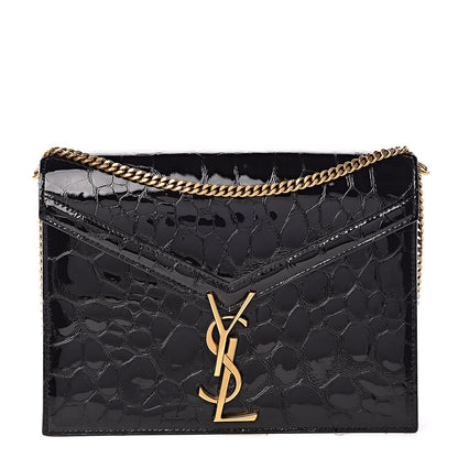 Saint Laurent Patent Turtle Embossed Monogram Cassandra Clasp Bag Black 1 of 13
