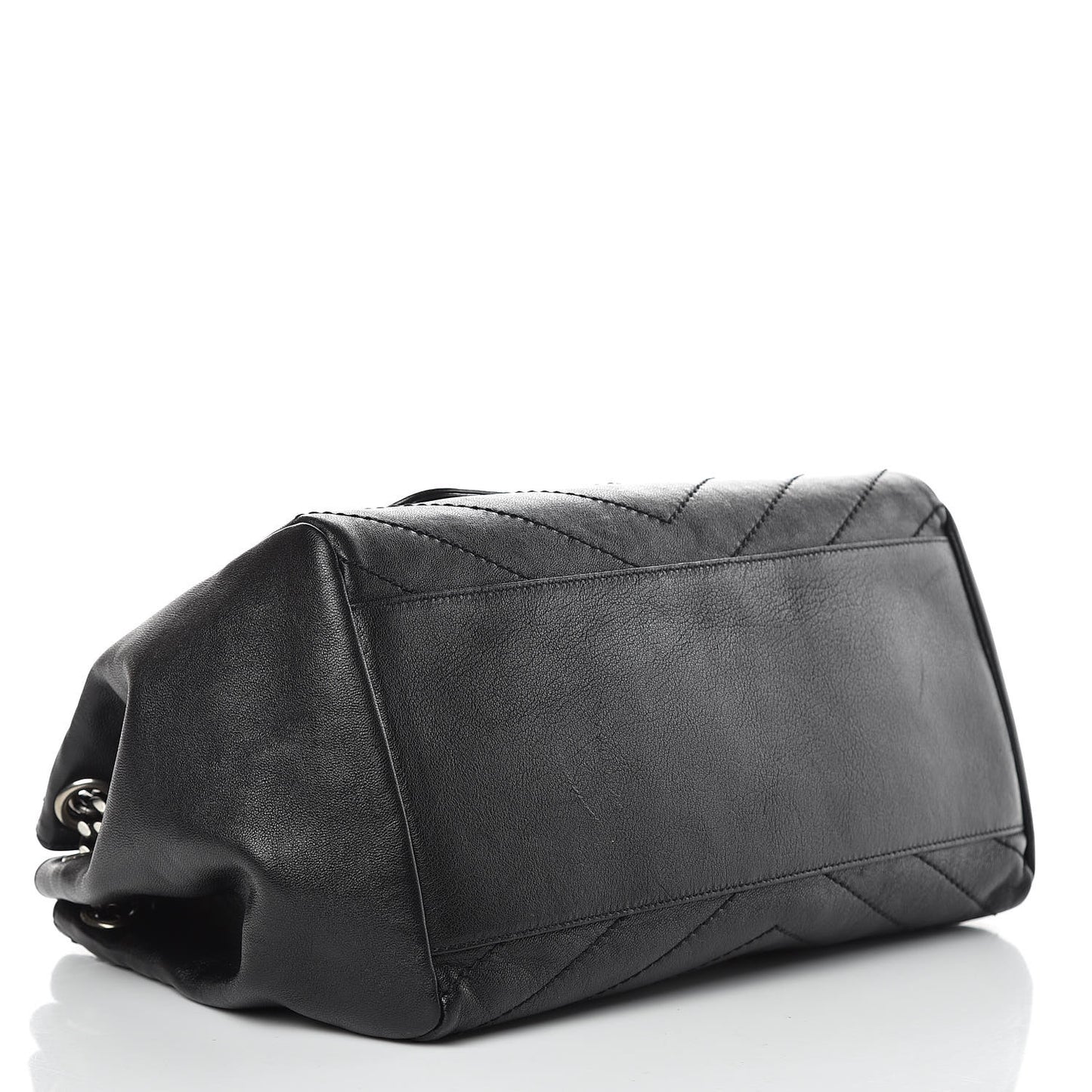 Pebbled Lambskin Chevron Monogram Large Nolita Black