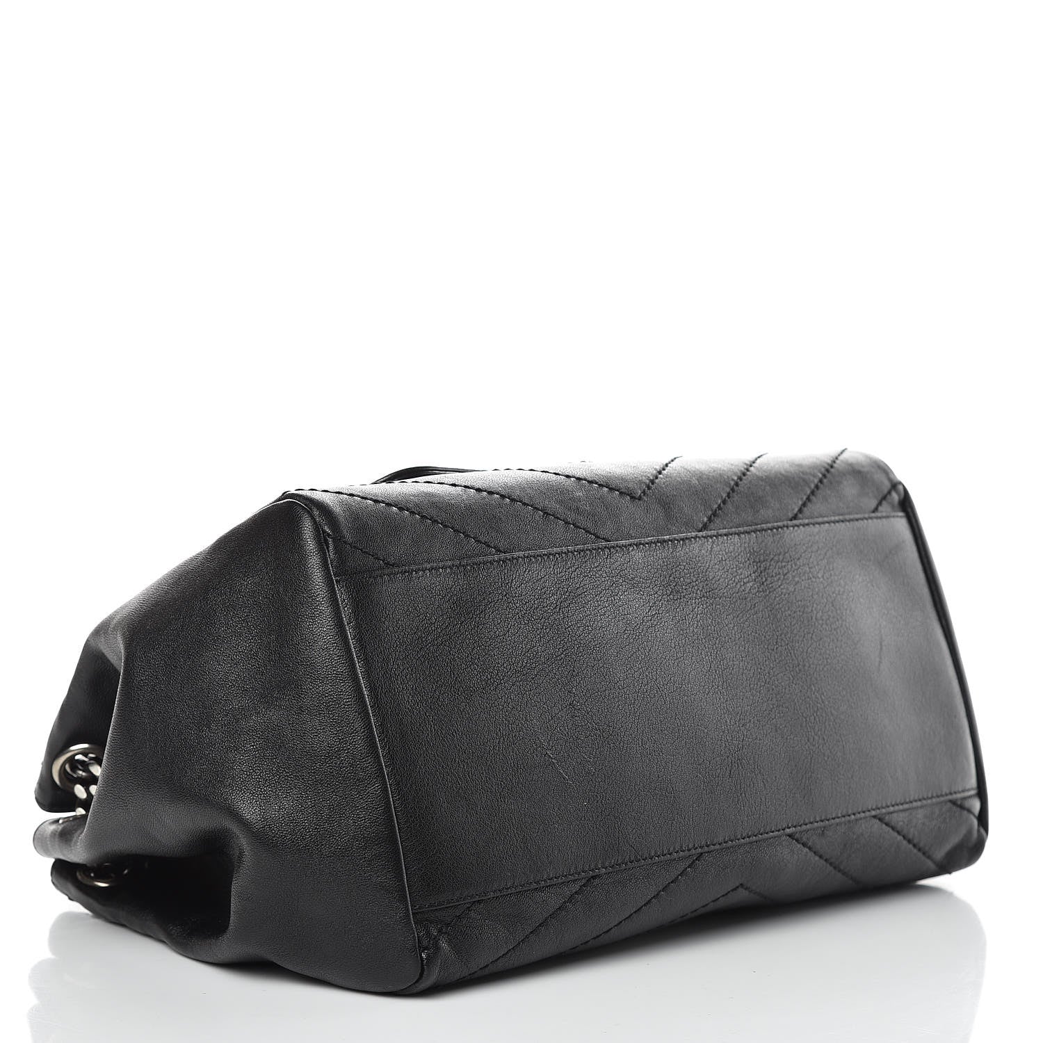 Saint Laurent Pebbled Lambskin Chevron Monogram Large Nolita Black 4 of 9