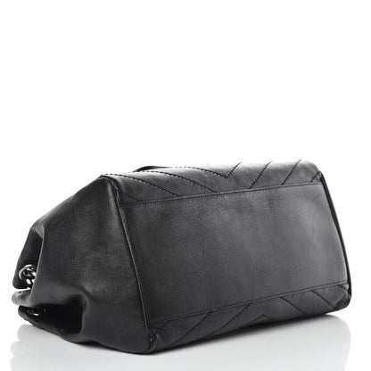 Saint Laurent Pebbled Lambskin Chevron Monogram Large Nolita Black 4 of 9
