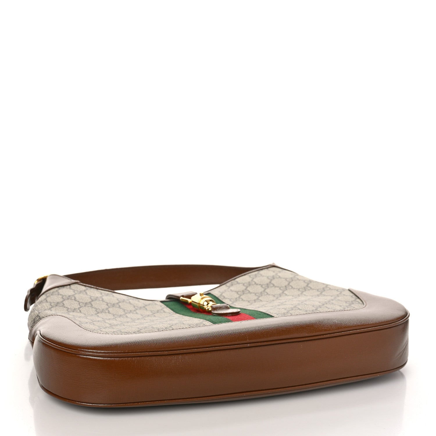 Gucci GG Supreme Monogram Azalea Calfskin Web Medium Jackie 1961 Hobo Beige Ebony Brown Sugar 5 of 11