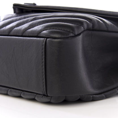 Saint Laurent Sheepskin Matelasse Chevron Monogram Medium College Bag Black 6 of 9