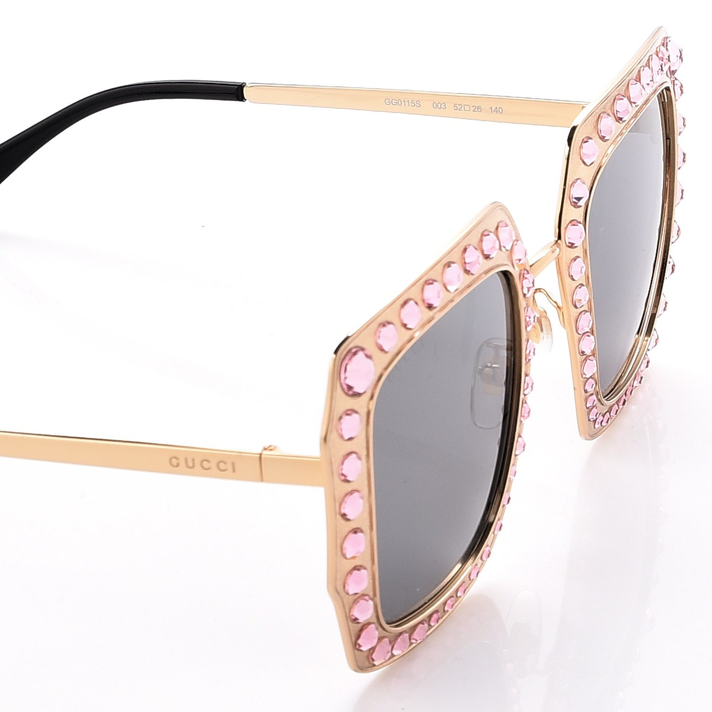Metal Acetate Crystal Oversize GG0115S Sunglasses Rose Gold
