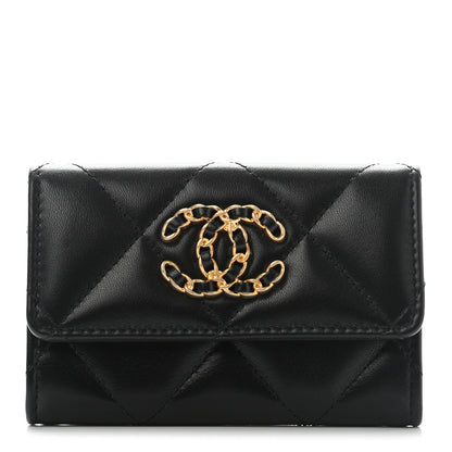 Chanel Lambskin Quilted Chanel 19 Flap Card Holder Black 1 of 9