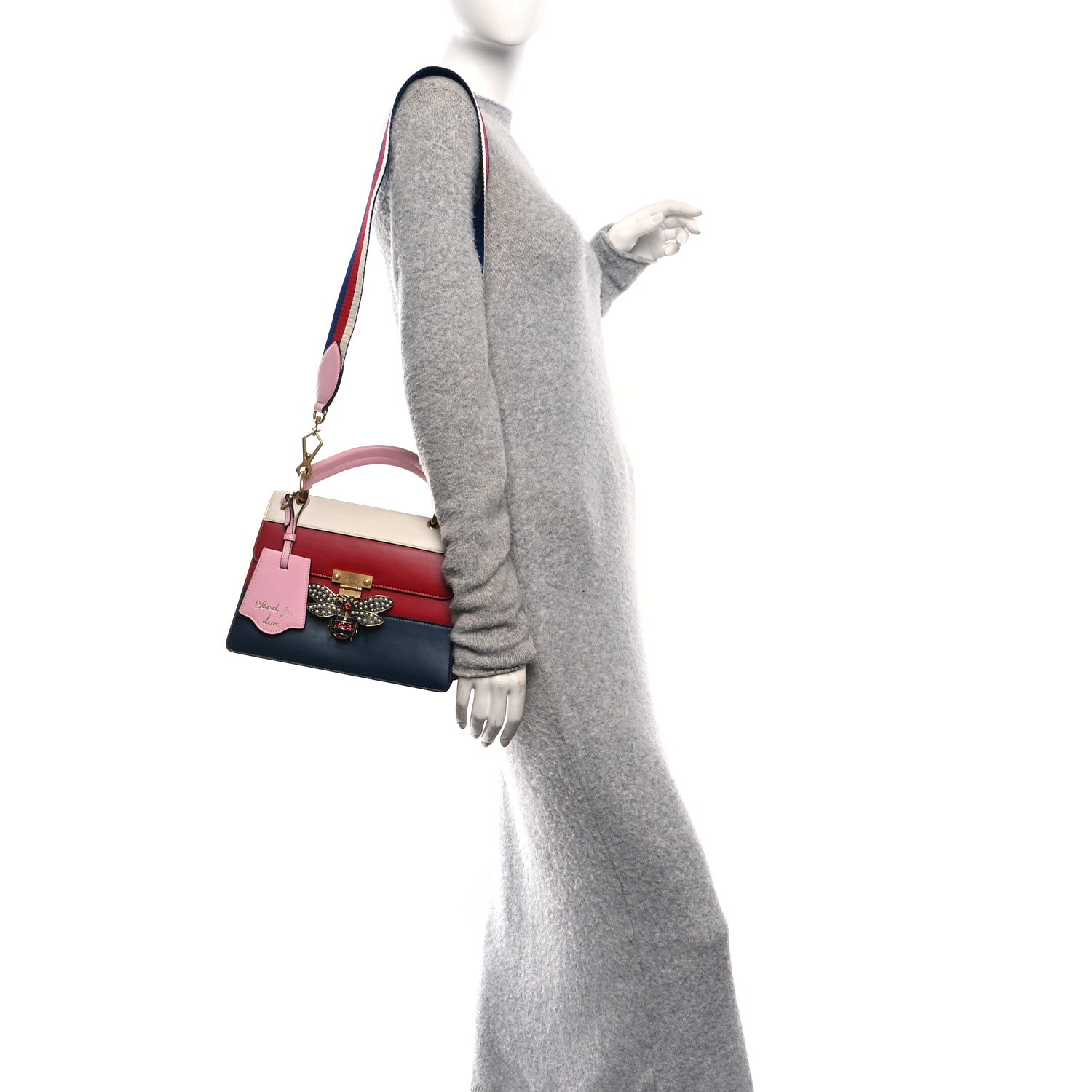 Gucci Calfskin Sylvie Web Small Queen Margaret Top Handle Bag Blue Agata Hibiscus Red Mystic White Sugar Pink 2 of 10