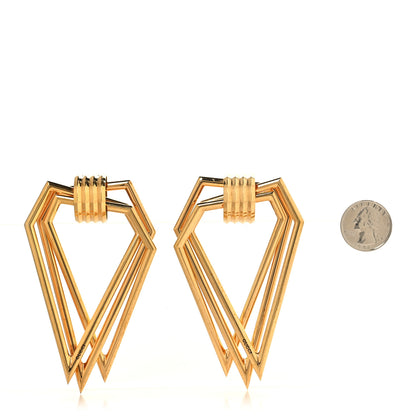 Gucci Metal Geometric Clip On Earrings Gold 2 of 6