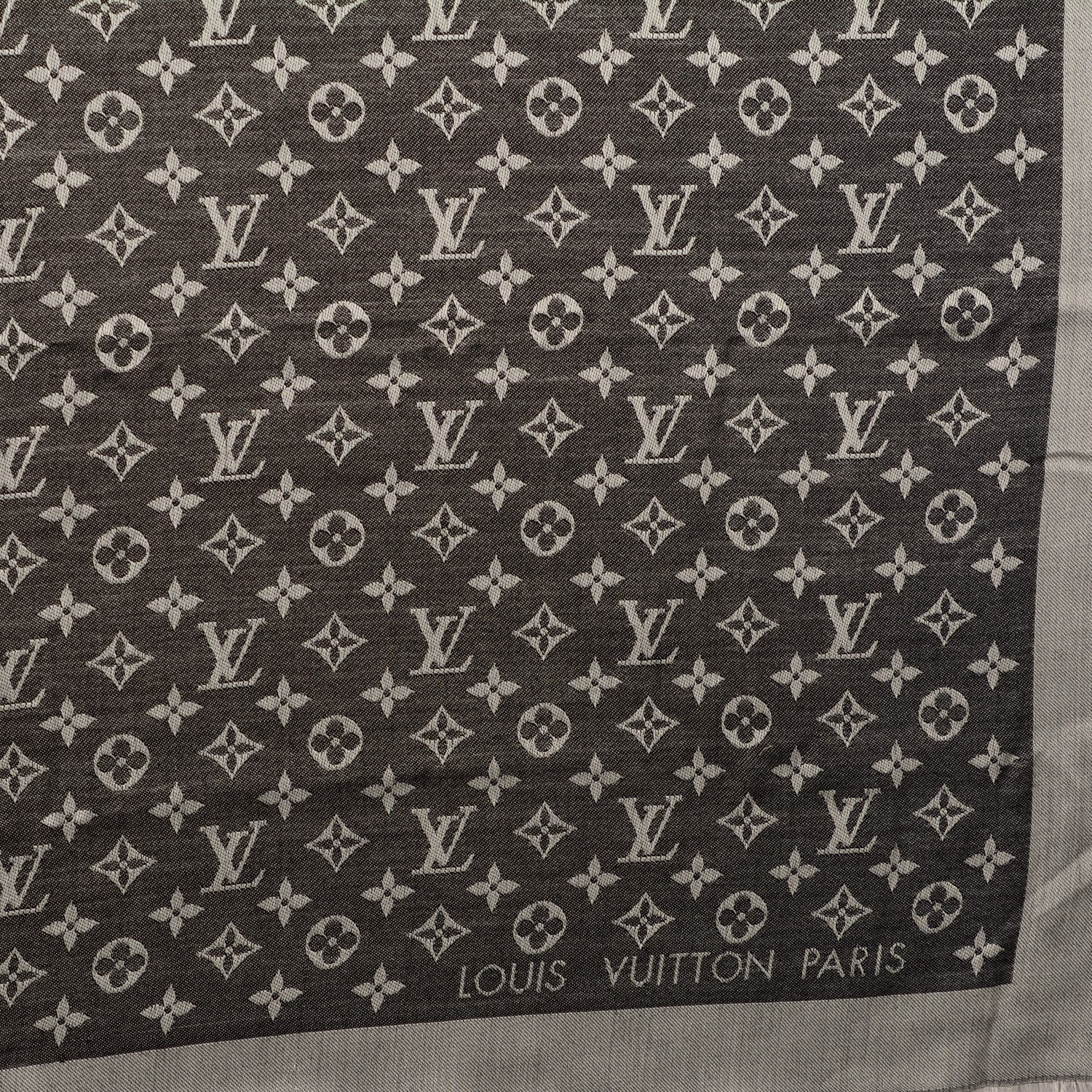 Louis Vuitton Wool Silk Monogram Denim Shawl Black 4 of 5