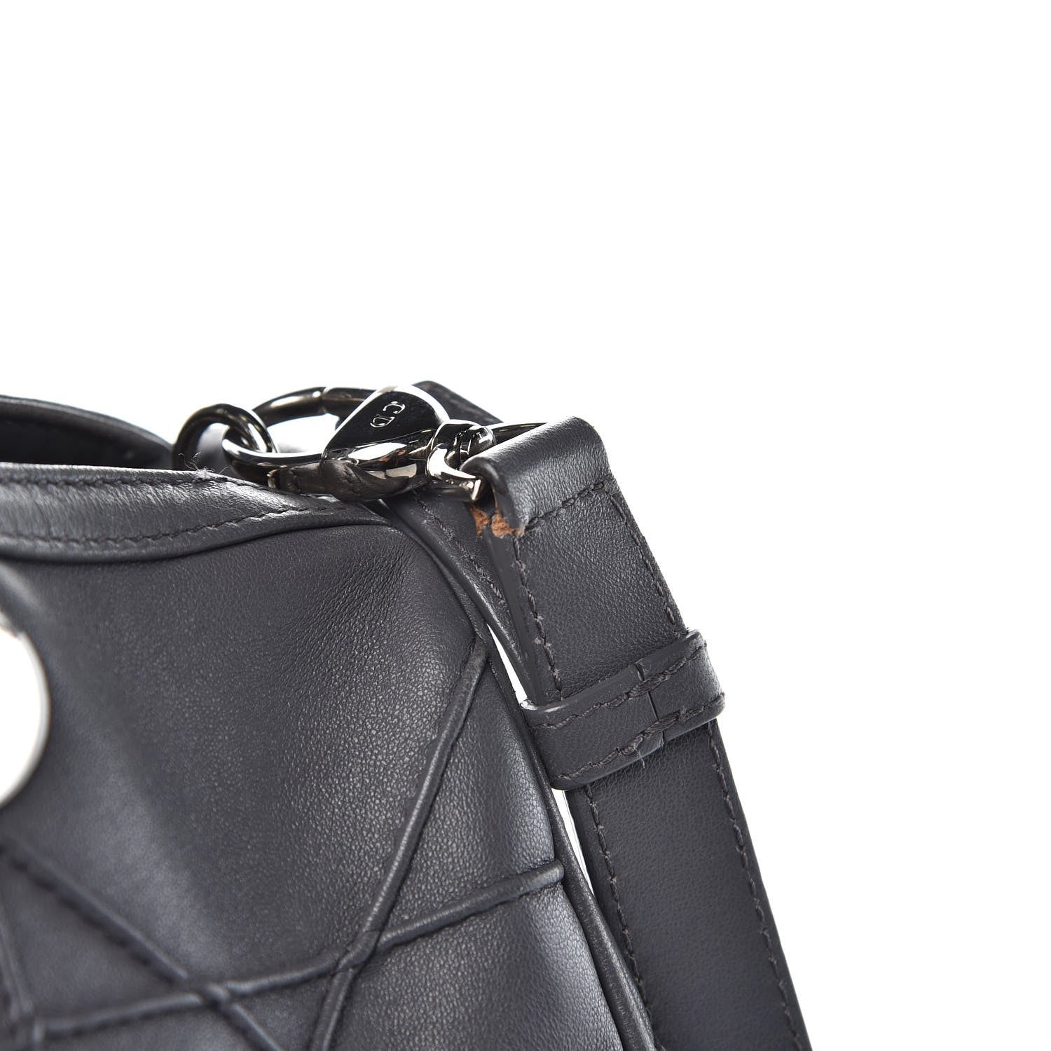 Christian Dior Lambskin Cannage Granville Polochon Grey 14 of 20