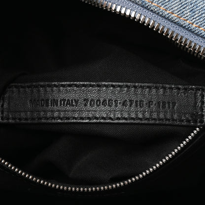 Balenciaga Washed Frayed Denim Crystal Neo Cagole City Handbag Blue 8 of 12