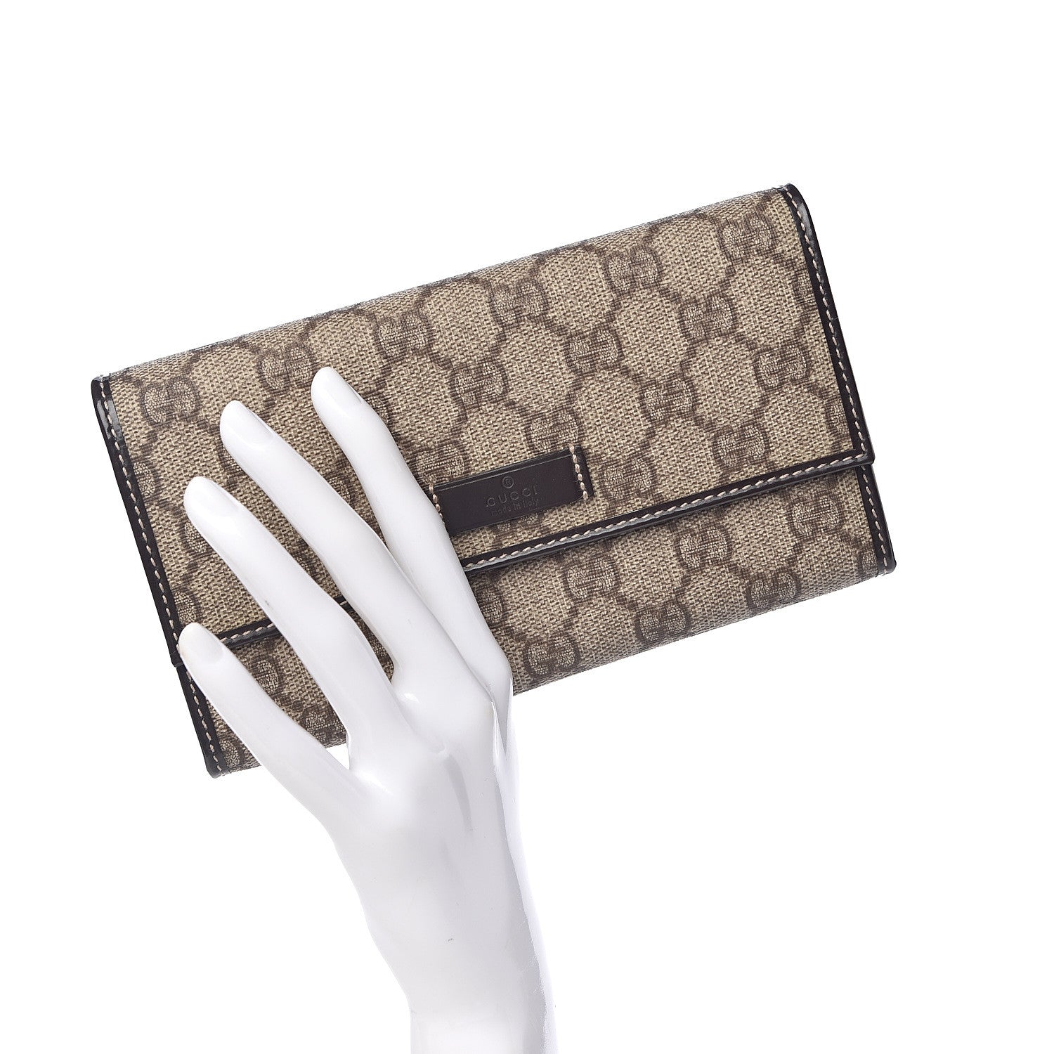 Gucci GG Plus Monogram Joy Continental Snap Oranizer Wallet Beige Ebony Dark Brown 2 of 8