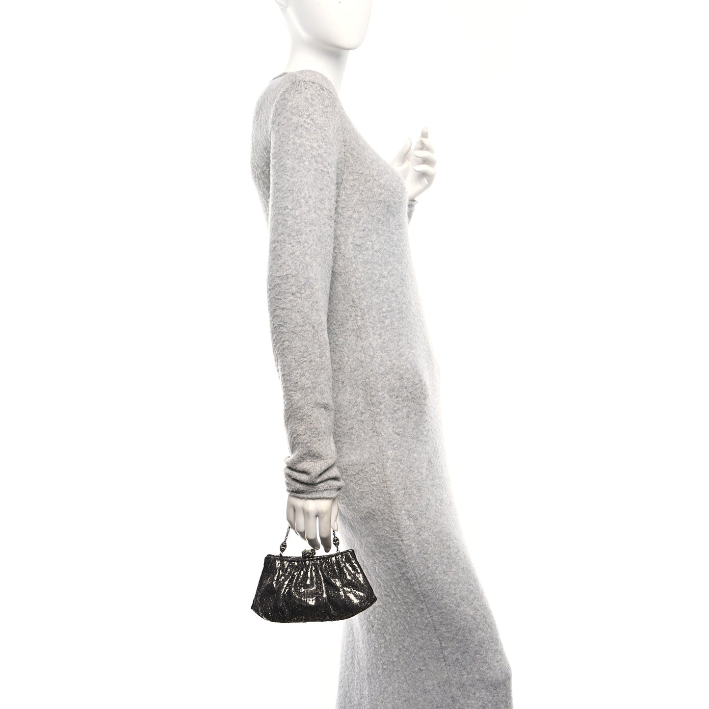 Snakeskin Crystal Evening Clutch Black Silver