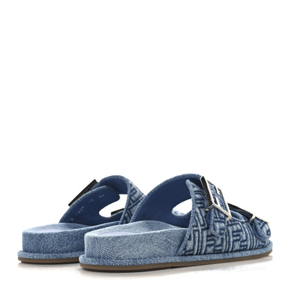 Fendi Denim FF Quilted Fendi Feel Buckled Slide Sandals 39 Blue 5 of 11