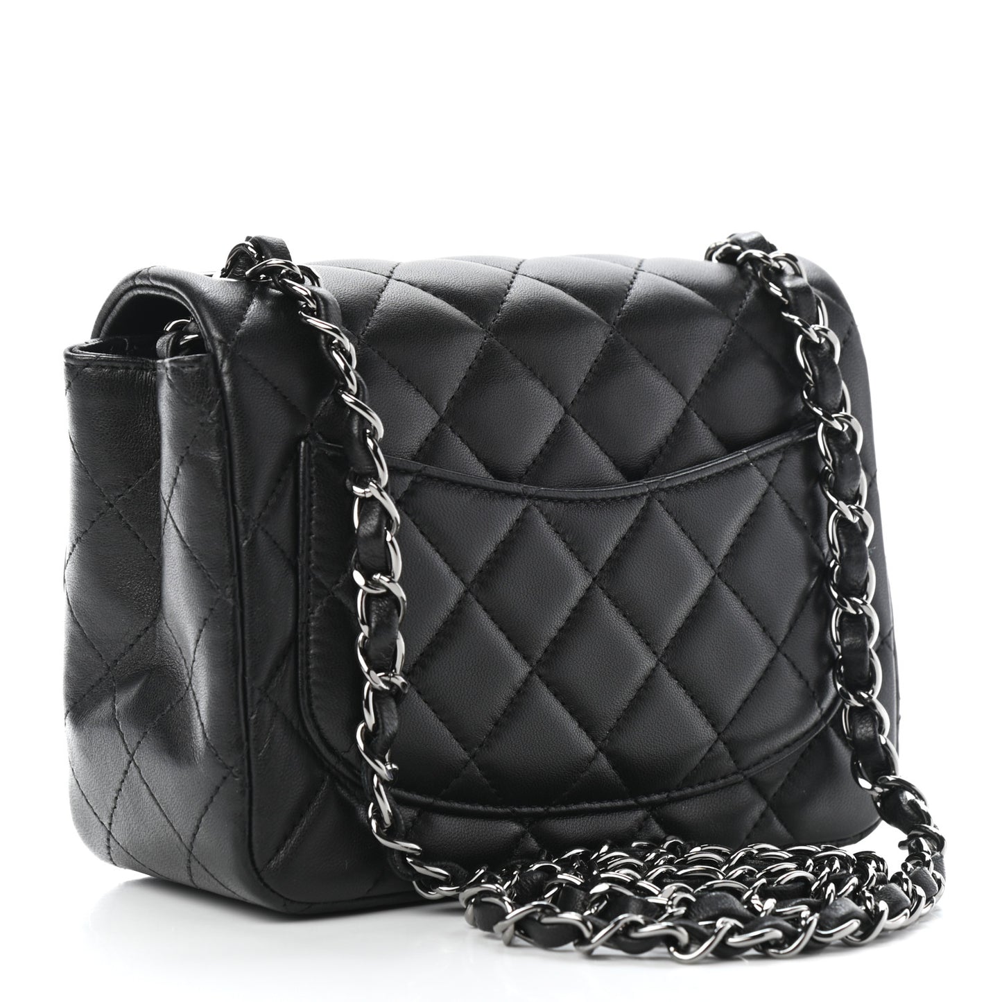 Lambskin Quilted Mini Square Flap Black