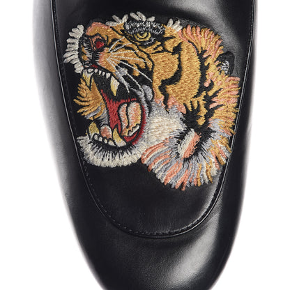 Gucci Calfskin Tiger Embroidered Mens Princetown Slippers 12 Black 9 of 10
