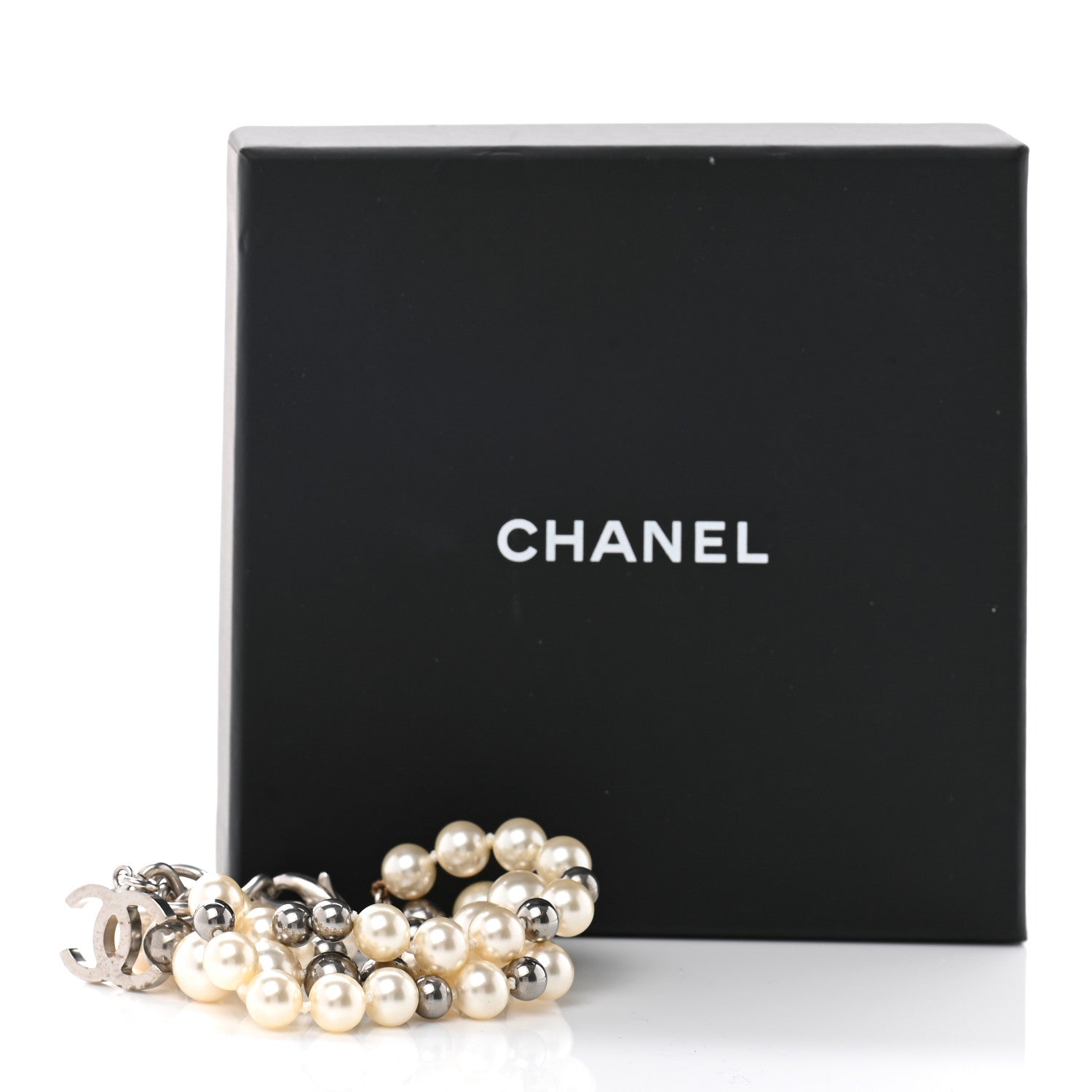 Chanel Pearl Bead CC Multi Strand Bracelet White Silver 7 of 7