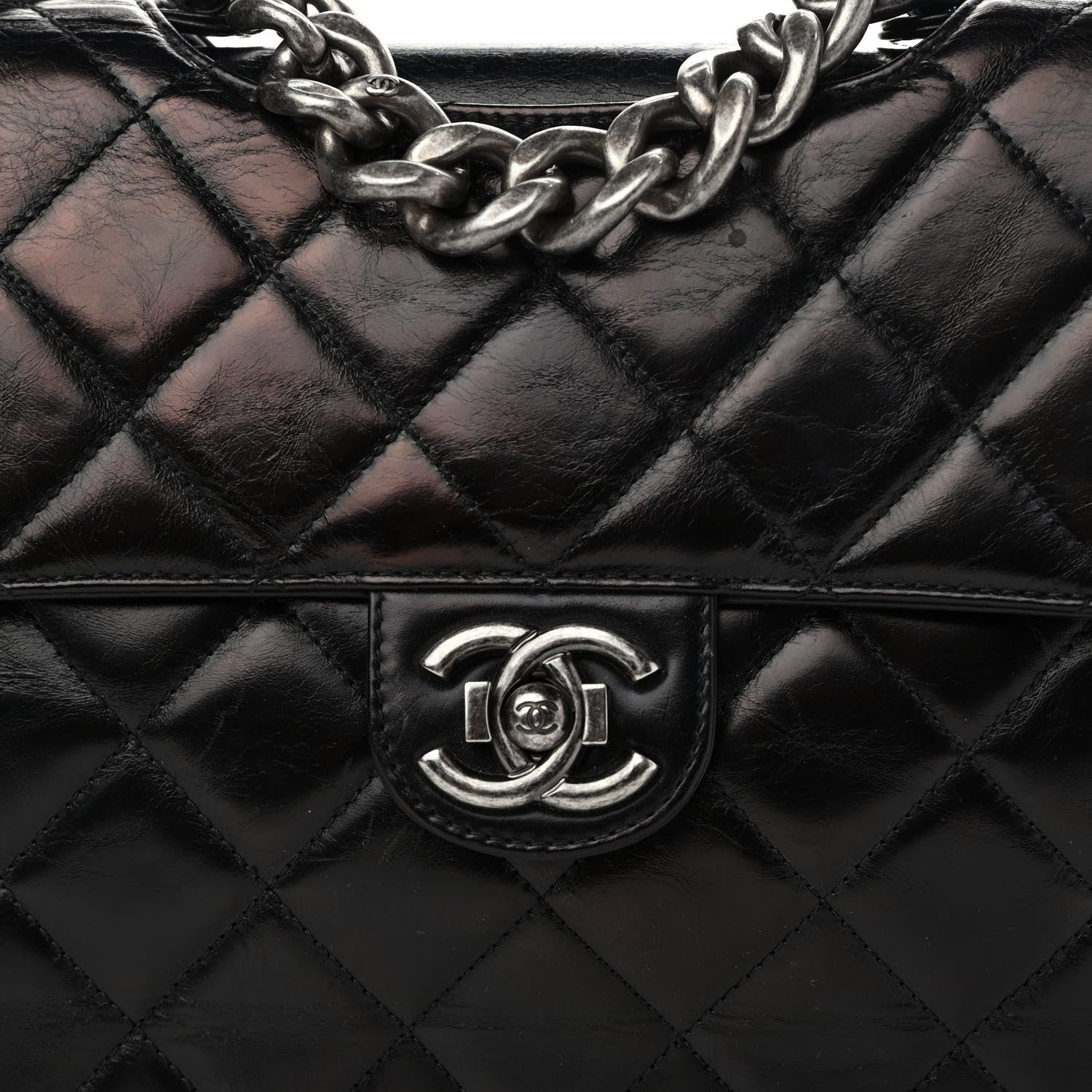 Chanel Glazed Calfskin Quilted Large Perfect Edge Flap Black 15 of 15