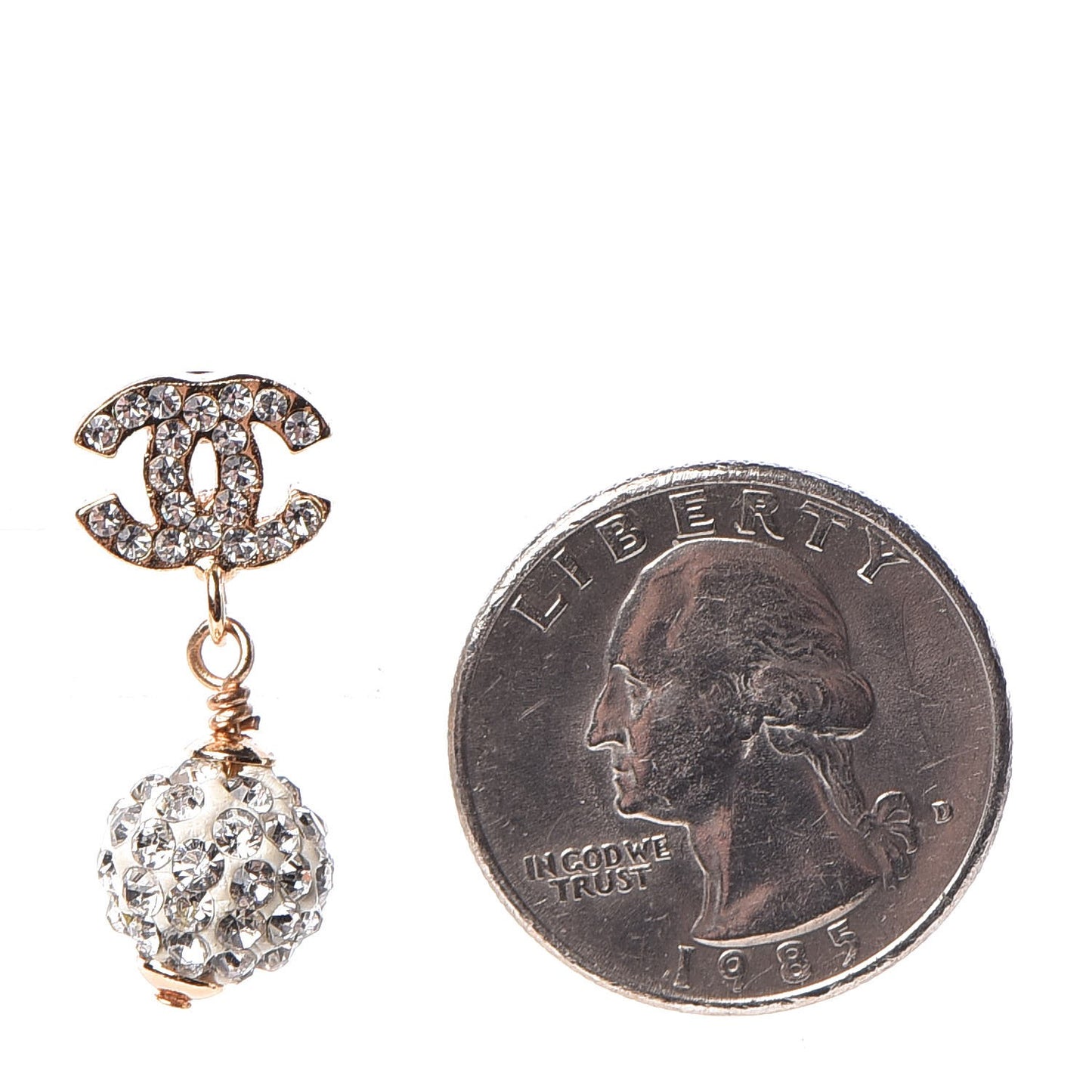 Crystal CC Drop Earrings Gold