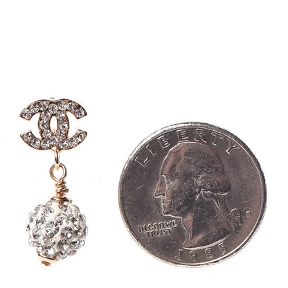 Chanel Crystal CC Drop Earrings Gold 2 of 6