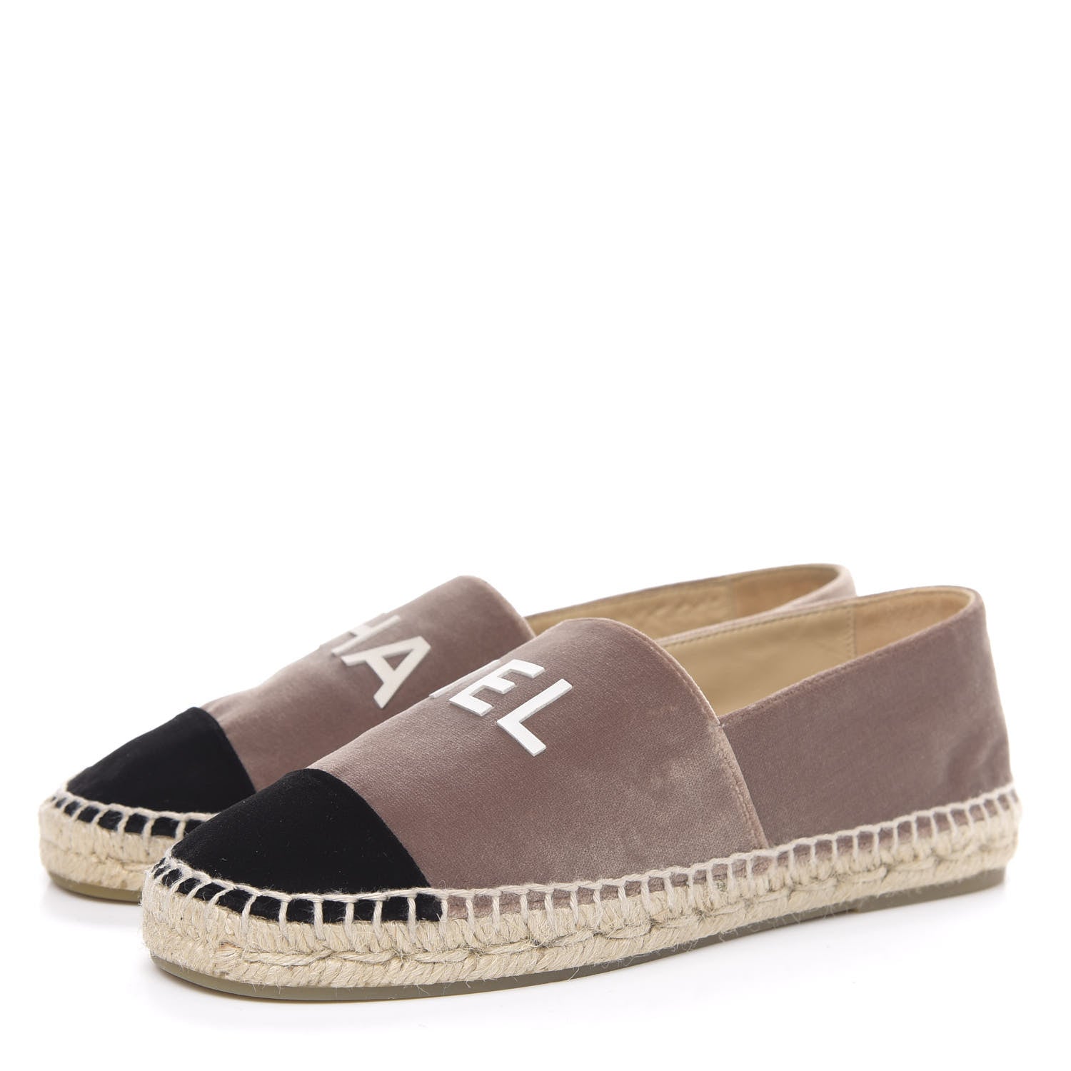 Chanel Velvet Logo Espadrilles 36 Beige Black 3 of 8