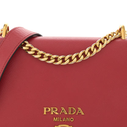 Prada Saffiano Chain Shoulder Bag Fuoco 7 of 14