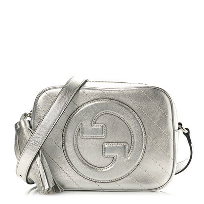 Gucci Metallic Sakai Be Green Calfskin Diagonal Stitched Small Blondie Shoulder Bag Silver 1 of 10